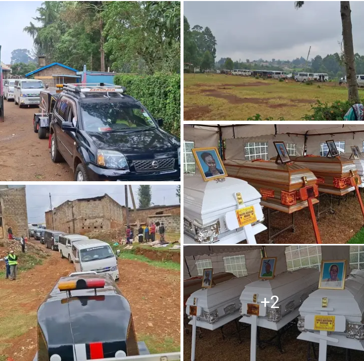 Sad Photos Of 14 Bodies From One Family Being Escorted By 14 Hearses